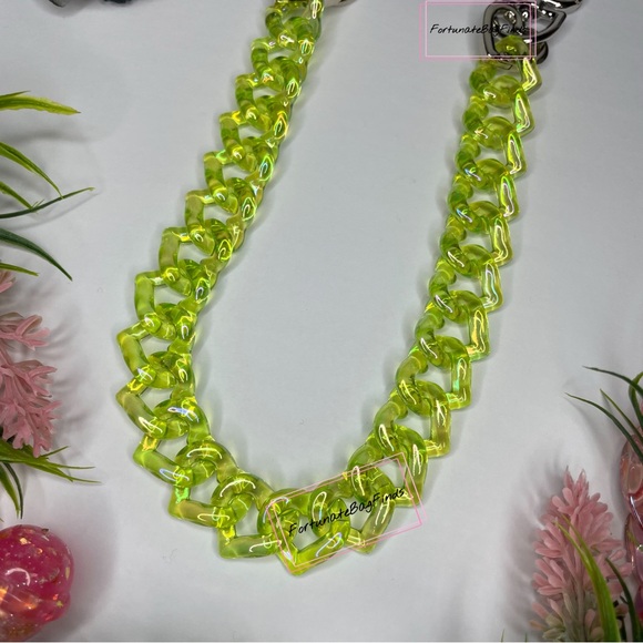 TRIPLE HEARTS Slime Green Jelly Resin Bag Strap Novelty Bag Strap Kawaii Y2K - Picture 10 of 11